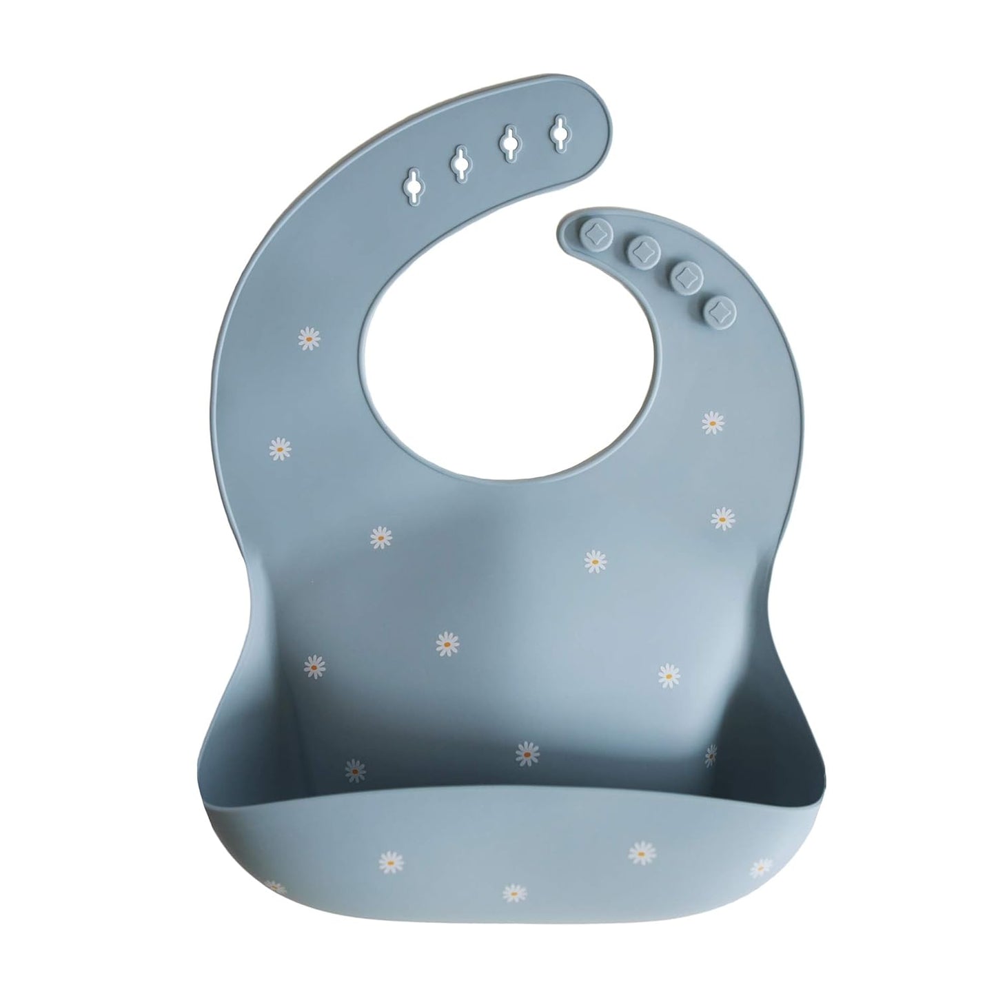 Silicone Baby Bib | Adjustable Fit Waterproof Bibs (White Daisy)