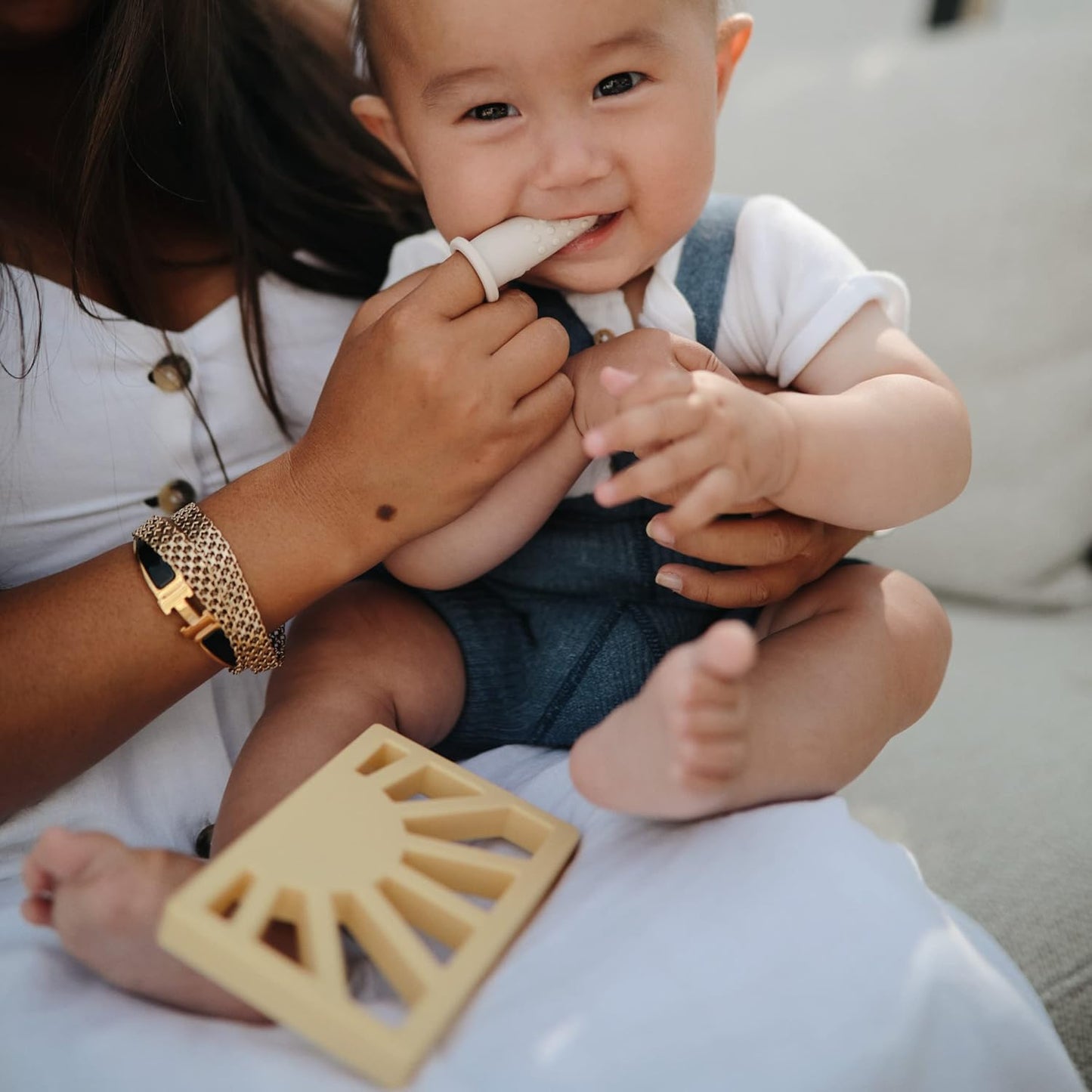 Silicone Baby Sun Teether Toy (Muted Yellow)